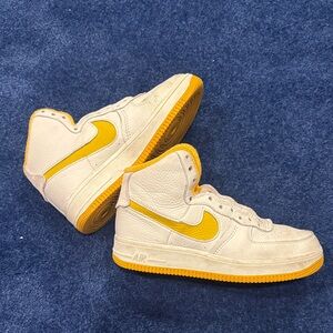 Nike Air Force 1: Phantom - Yellow Ochre High-Top Sneakers. Women’s size 7.